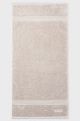 Cotton hand towel with embroidered logo, Light Beige
