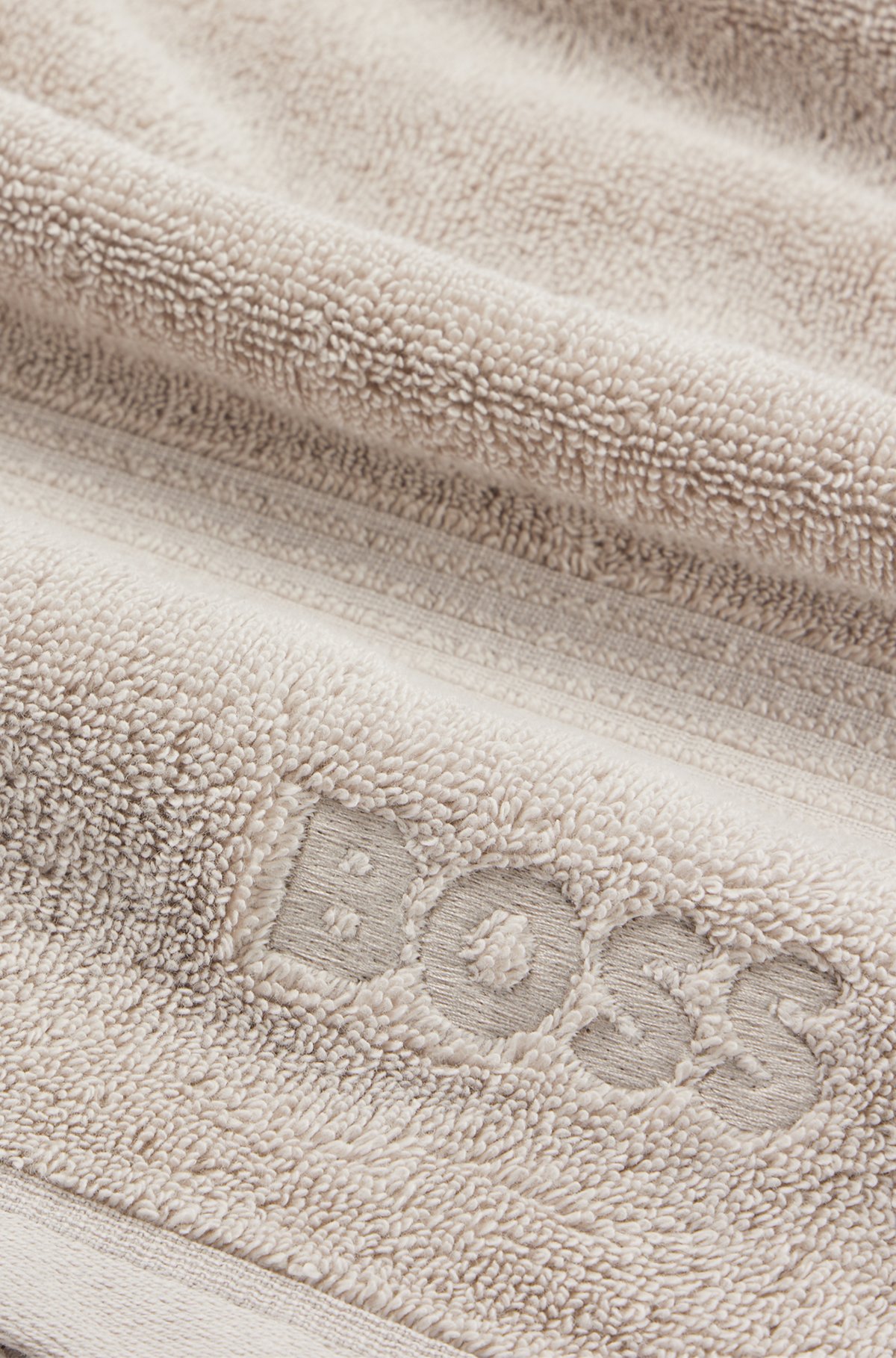Logo hand towel in Aegean cotton, Light Beige