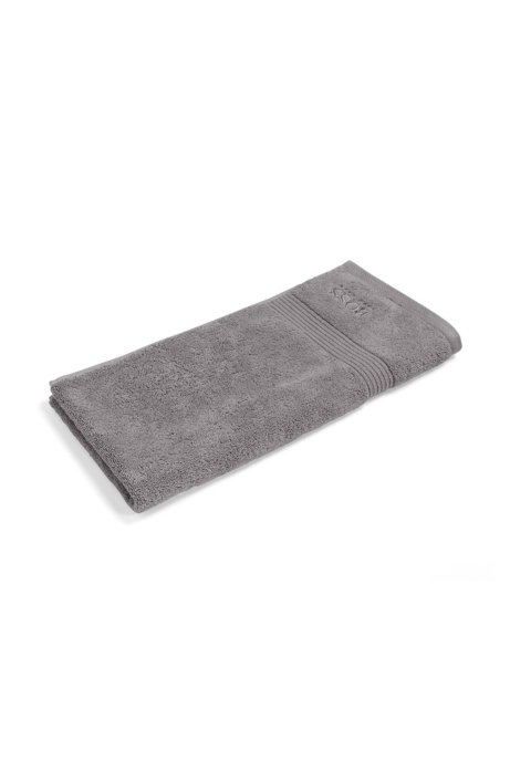 Hand towel in combed Aegean cotton with ribbed border, Silver