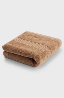Cotton hand towel with embroidered logo, Brown