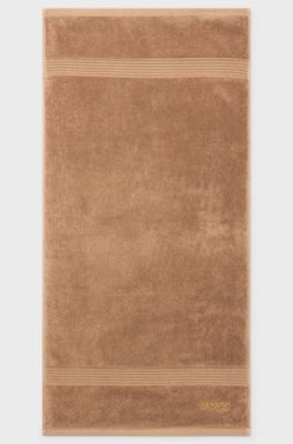 Cotton hand towel with embroidered logo, Brown