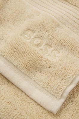 Cotton hand towel with embroidered logo, Beige