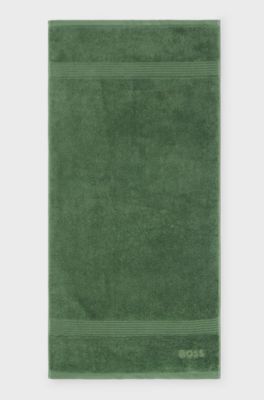 Katoenen handdoek met logostiksel, Groen