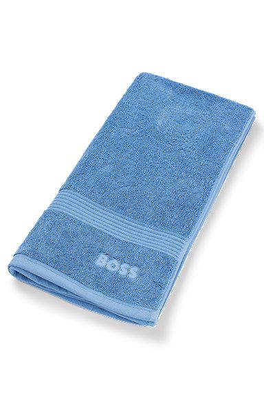 Logo hand towel in Aegean cotton, Blue