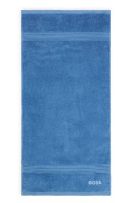 Logo hand towel in Aegean cotton, Blue