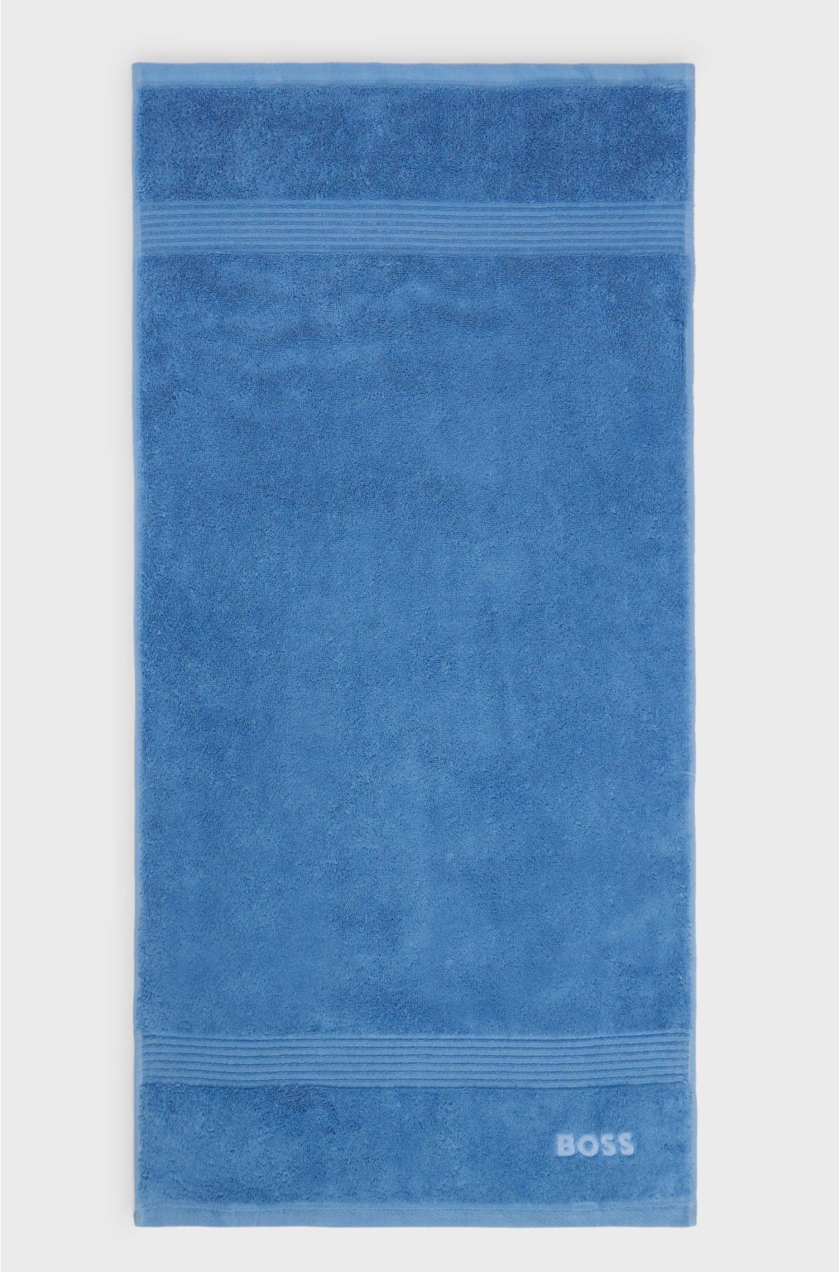 Logo hand towel in Aegean cotton, Blue