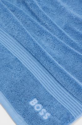 Logo hand towel in Aegean cotton, Blue