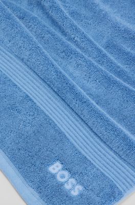 Logo hand towel in Aegean cotton, Blue