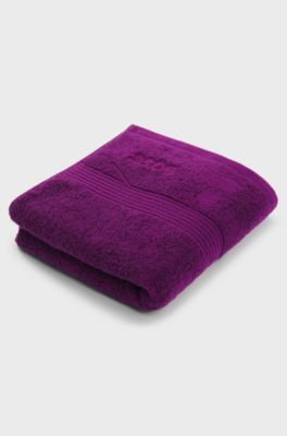 Cotton hand towel with embroidered logo, Purple