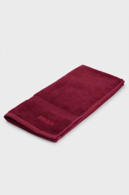 Cotton hand towel with embroidered logo, Dark Red