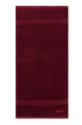 Logo hand towel in Aegean cotton, Dark Red