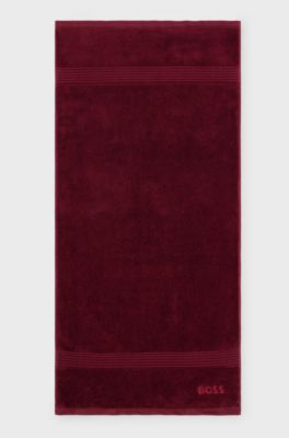 Cotton hand towel with embroidered logo, Dark Red
