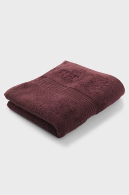 Cotton hand towel with embroidered logo, Dark Red