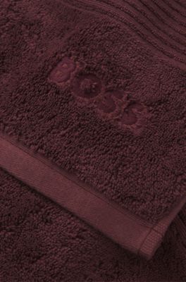 Asciugamano in cotone con logo ricamato, Rosso scuro