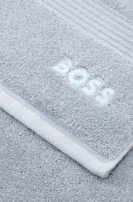 Cotton hand towel with embroidered logo, Light Blue
