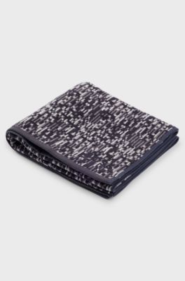 Jacquard hand towel with sateen border by BOSS, Dark Grey