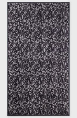 Jacquard hand towel with sateen border by BOSS, Dark Grey