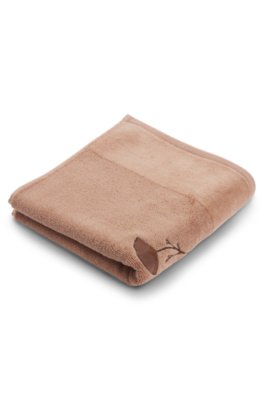 Serviette de toilette en coton à fleurs brodées et rayure en velours