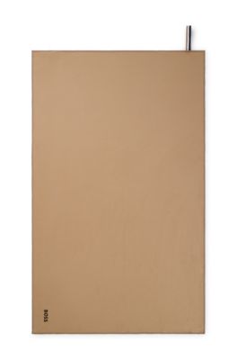 Microfibre travel towel with signature-stripe strap, Beige