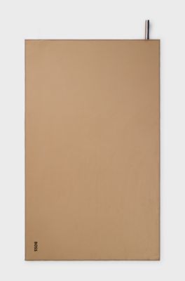 Microfibre travel towel with signature-stripe strap, Beige