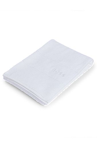 Cotton hand towel with white logo embroidery, White