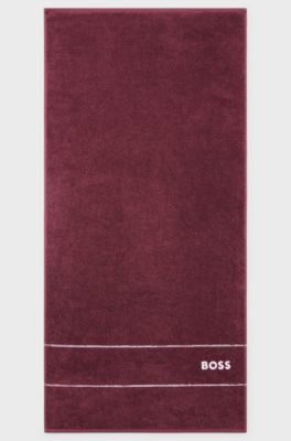 Cotton hand towel with white logo embroidery, Dark Purple