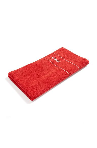 Cotton hand towel with white logo embroidery, Red