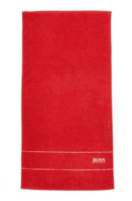 Cotton hand towel with white logo embroidery, Red