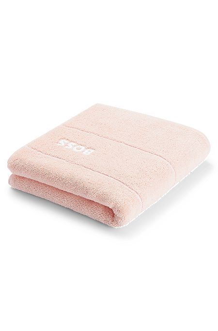 Cotton hand towel with white logo embroidery, Pink