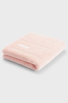 Cotton hand towel with white logo embroidery, Pink