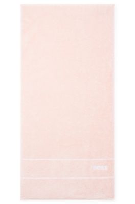 Serviette de toilette en coton avec logo blanc brod&eacute;, Rose