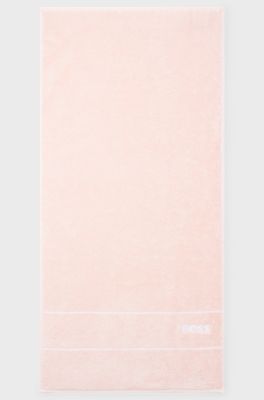 Cotton hand towel with white logo embroidery, Pink