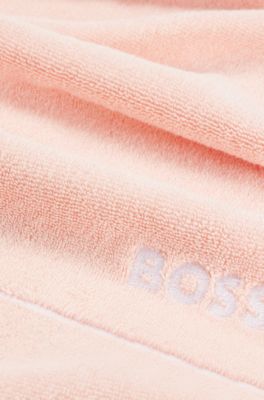 Cotton hand towel with white logo embroidery, Pink