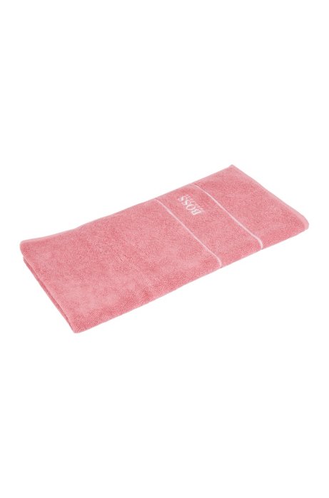 Finest Egyptian cotton hand towel with logo border, light pink