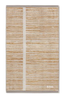 Jacquard-pattern hand towel in cotton velvet, Orange