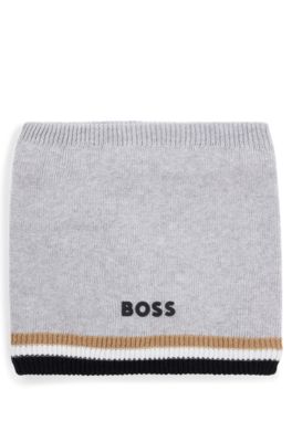 Kids' logo snood with faux-fur lining, Light Grey