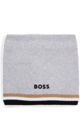 Kids' logo snood with faux-fur lining, Light Grey