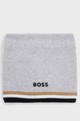 Kids' logo snood with faux-fur lining, Light Grey
