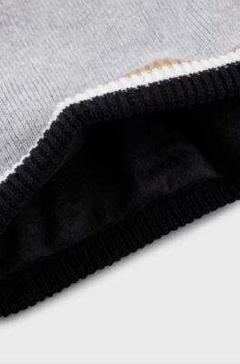 Kids' logo snood with faux-fur lining, Light Grey