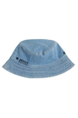 Kids' denim bucket hat with logo embroidery