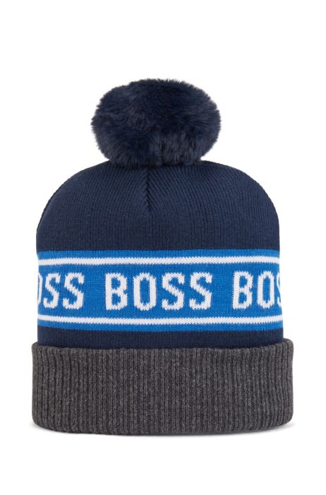 Boss Bonnet A Logo Et Pompon En Fourrure Synthetique Pour Enfant