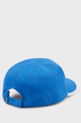 Kids' cap in cotton twill with stripe and logo, Blue