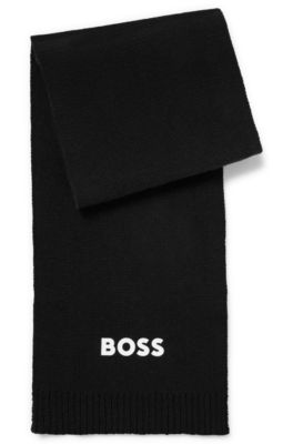 &Eacute;charpe pour enfant en maille de coton &agrave; logo imprim&eacute; contrastant, Noir