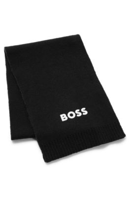 &Eacute;charpe pour enfant en maille de coton &agrave; logo imprim&eacute; contrastant, Noir