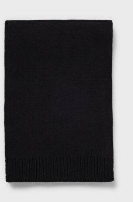 Sciarpa per bambini in cotone lavorato a maglia con logo stampato a contrasto, Nero
