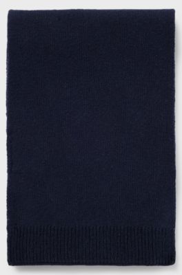 Kids' knitted-cotton scarf with jacquard-woven contrast logo, Dark Blue