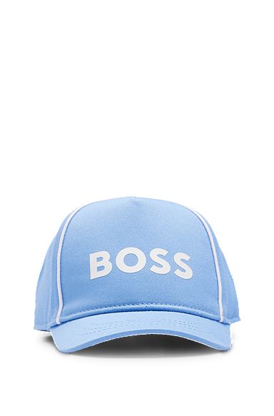 Kids' cotton-twill cap with contrast logo and piping, Light Blue