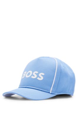 Kids' cotton-twill cap with contrast logo and piping, Light Blue