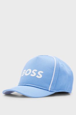 Kids' cotton-twill cap with contrast logo and piping, Light Blue