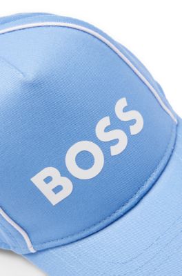 Kids' cotton-twill cap with contrast logo and piping, Light Blue